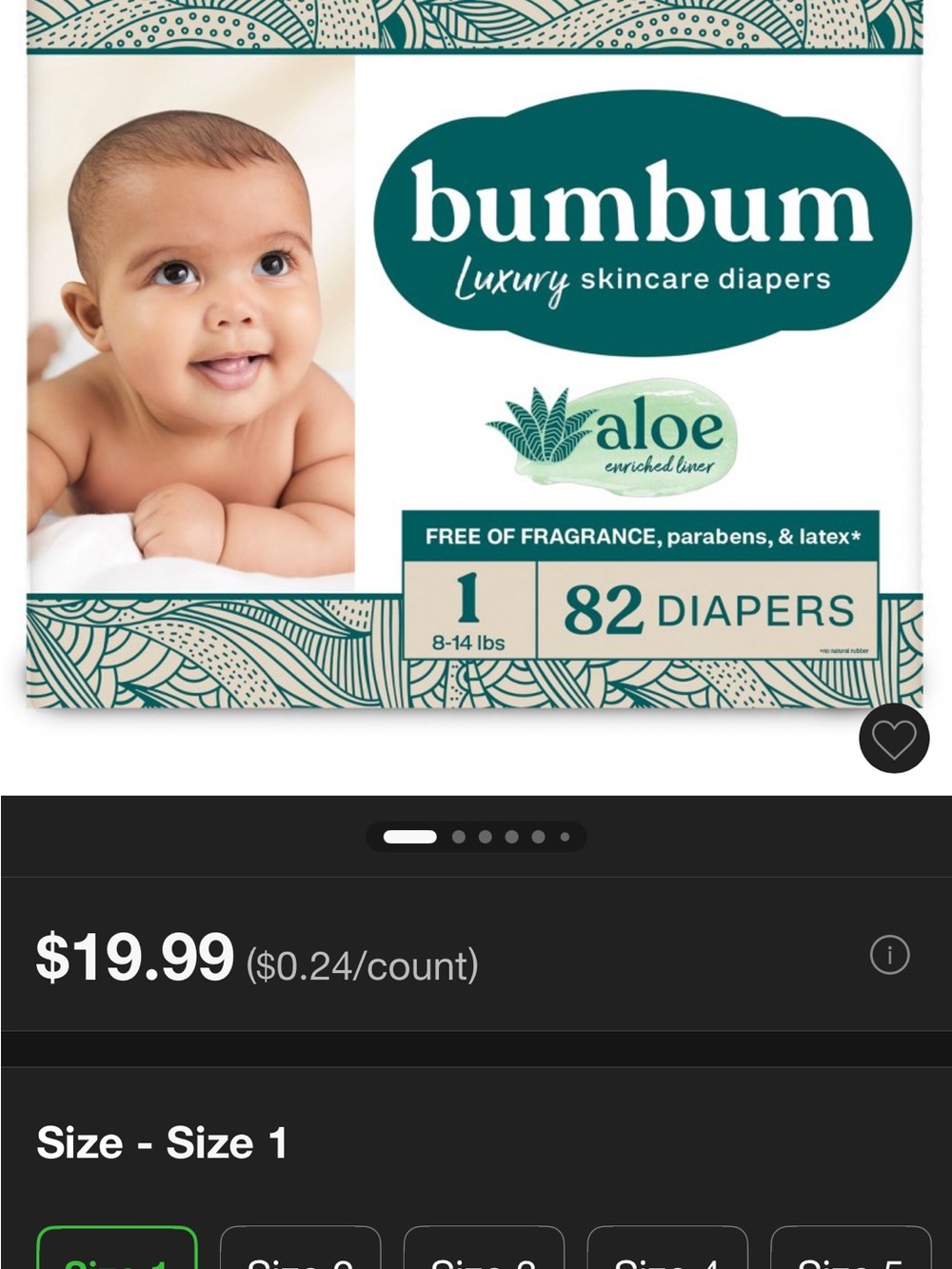 bumbum Aloe Luxury Skincare Diapers Size 1 - Teal & Cream Packaging